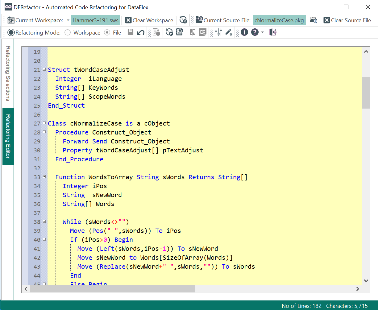 DfRefactor Editor Screenshot